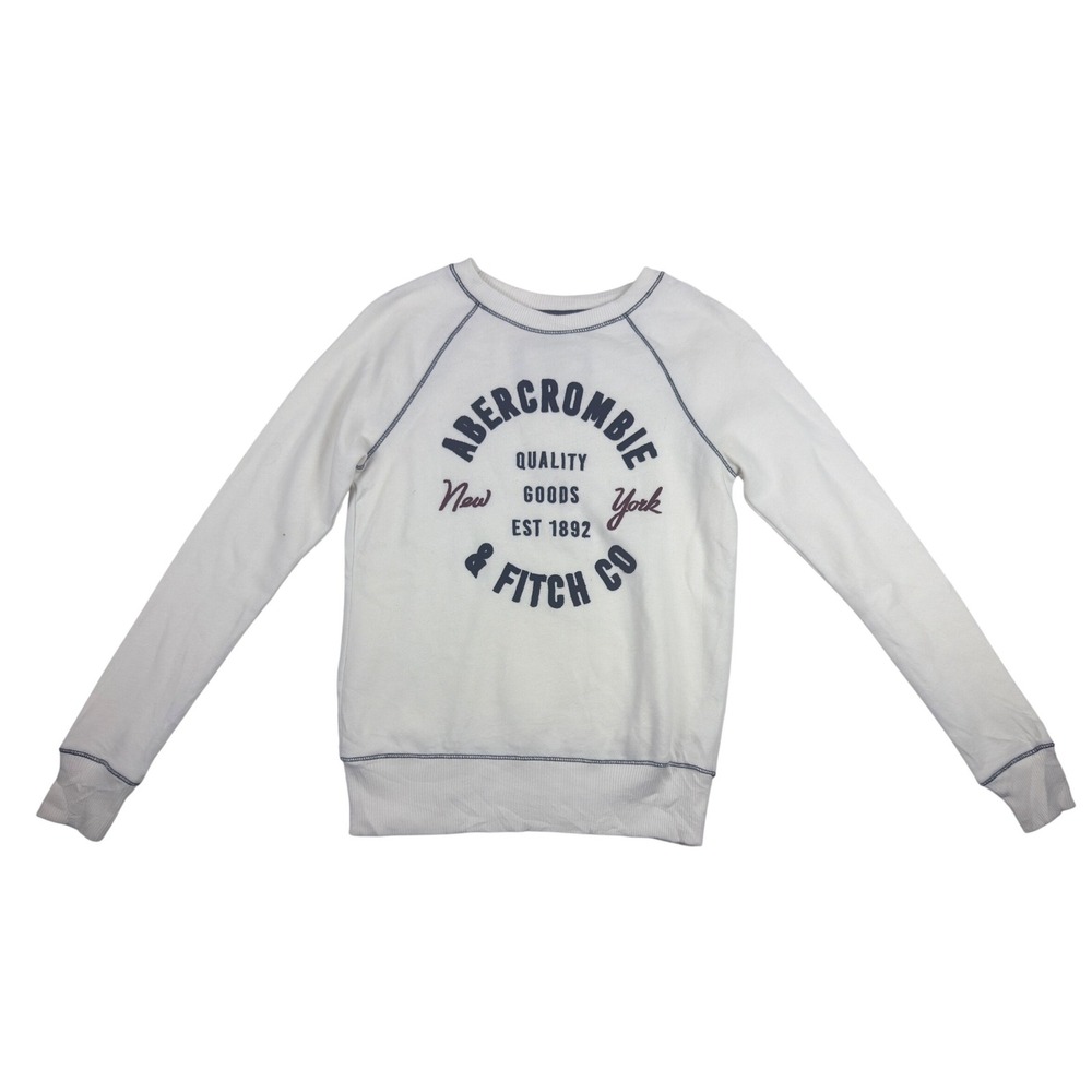 Y2K Style Abercrombie & Fitch Crewneck Long Sleeve Sweatshirt Womens XS White